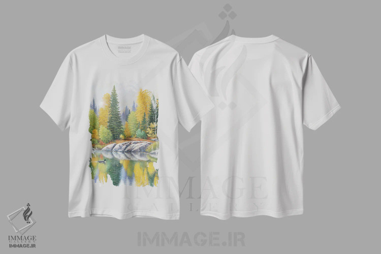 تیشرت سفید طرح دار در هوای پاییزی، دکور کلبه و لژ اثر جیک وندن برینگک | فروشگاه ایماژ