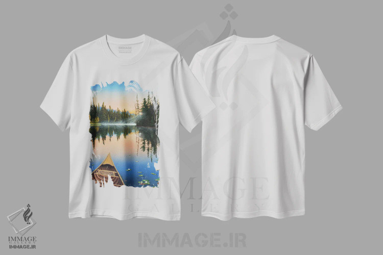 تیشرت سفید طرح دار نور هدایتگر، دکور کلبه و لژ اثر جیک وندن برینگک | فروشگاه ایماژ