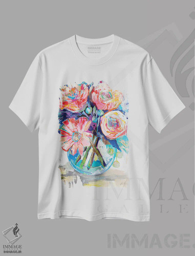 تیشرت سفید طرح دار دسته گل هارپر، دکور معاصر اثر ژانت ورتنتس | فروشگاه ایماژ