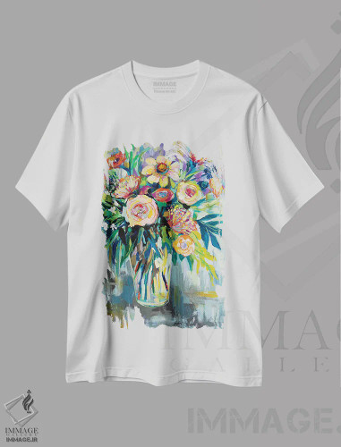 تیشرت سفید طرح دار خوشبختی تابستانی، هنر فاخر معاصر اثر ژانت ورتنتس | فروشگاه ایماژ