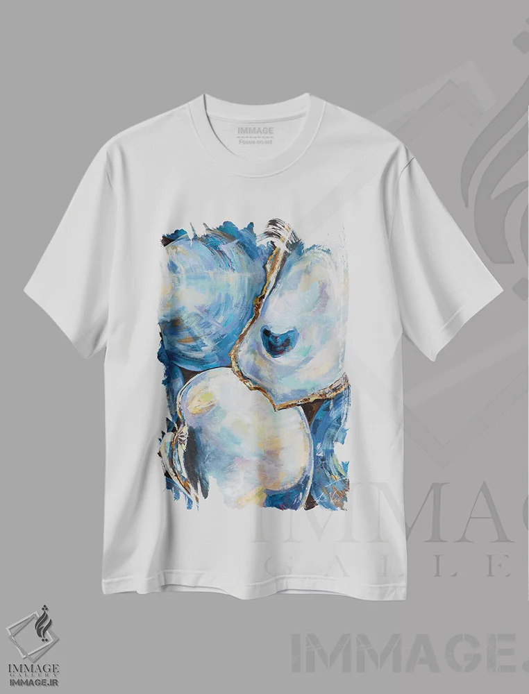 تیشرت سفید طرح دار صدف های ماتونانک روشن، تزئینی اثر ژانت ورتنتس | immage.ir