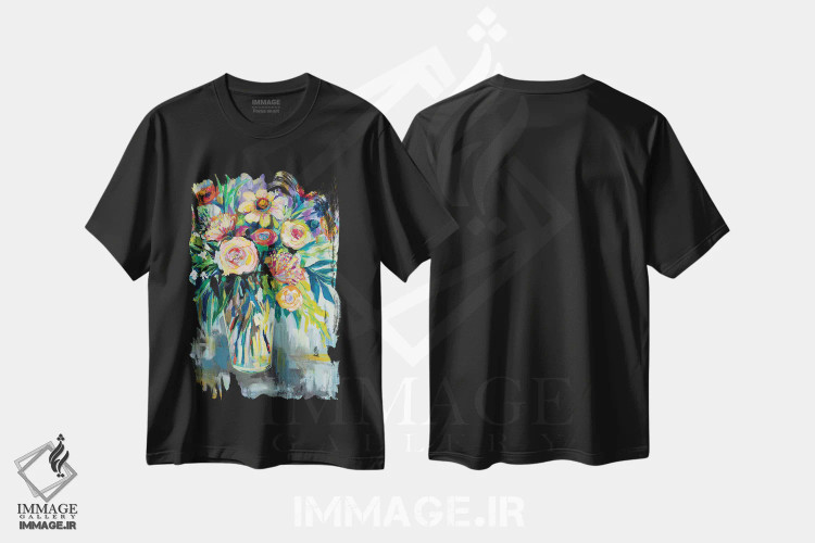 تیشرت مشکی طرح دار خوشبختی تابستانی، هنر فاخر معاصر اثر ژانت ورتنتس | immage.ir