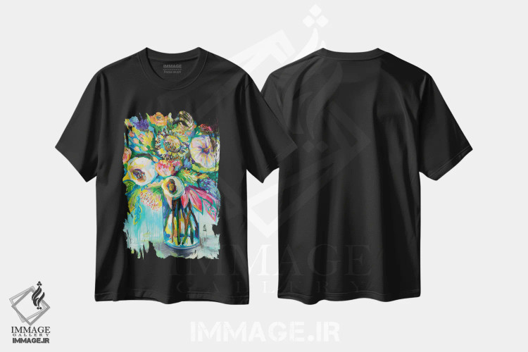 تیشرت مشکی طرح دار انفجار رنگ، دکور معاصر اثر ژانت ورتنتس | immage.ir