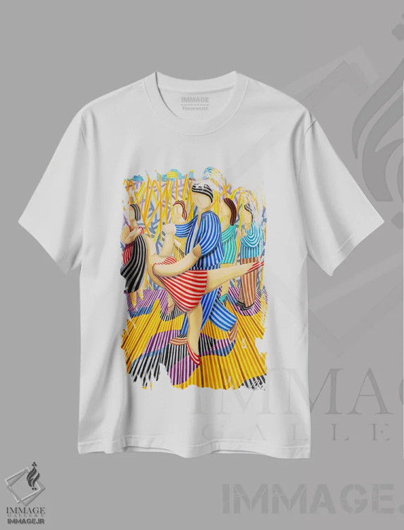 تیشرت سفید طرح دار سالن رقص، هنر فاخر معاصر اثر خاویر اورتاس | فروشگاه ایماژ