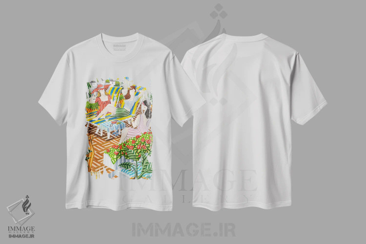تیشرت سفید طرح دار روی تراس، هنر فاخر معاصر اثر خاویر اورتاس | immage.ir