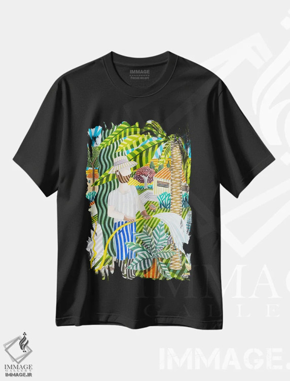 تیشرت مشکی طرح دار باغبان، هنر فاخر معاصر اثر خاویر اورتاس | فروشگاه ایماژ