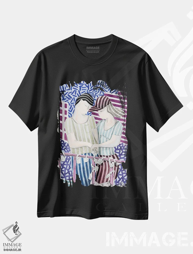 تیشرت مشکی طرح دار قول ها، دکور معاصر اثر خاویر اورتاس | فروشگاه ایماژ