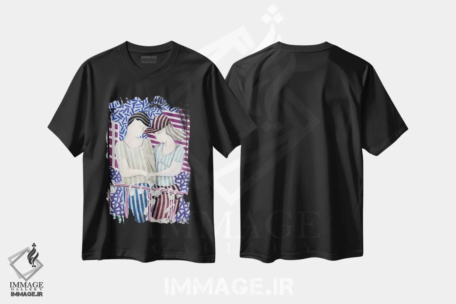 تیشرت مشکی طرح دار قول ها، دکور معاصر اثر خاویر اورتاس | فروشگاه ایماژ