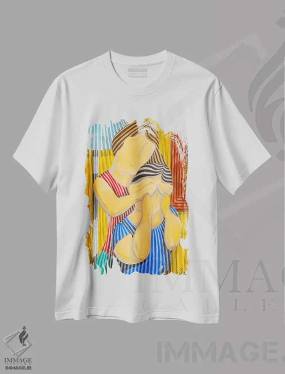 تیشرت سفید طرح دار یک زوج، هنر فاخر معاصر اثر خاویر اورتاس | فروشگاه ایماژ
