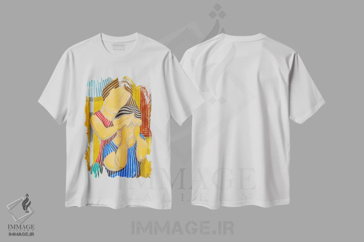 تیشرت سفید طرح دار یک زوج، هنر فاخر معاصر اثر خاویر اورتاس | فروشگاه ایماژ