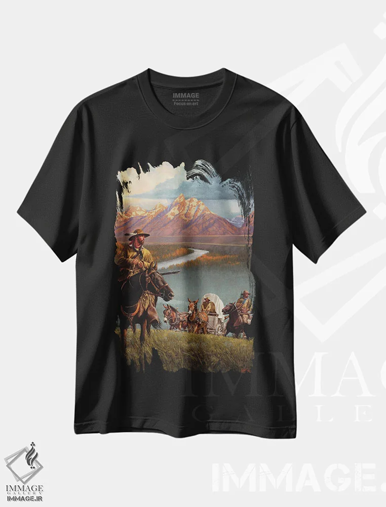 تیشرت مشکی طرح دار گروهان مردان کوهستان، تزئینی اثر جو ولاسکز | immage.ir