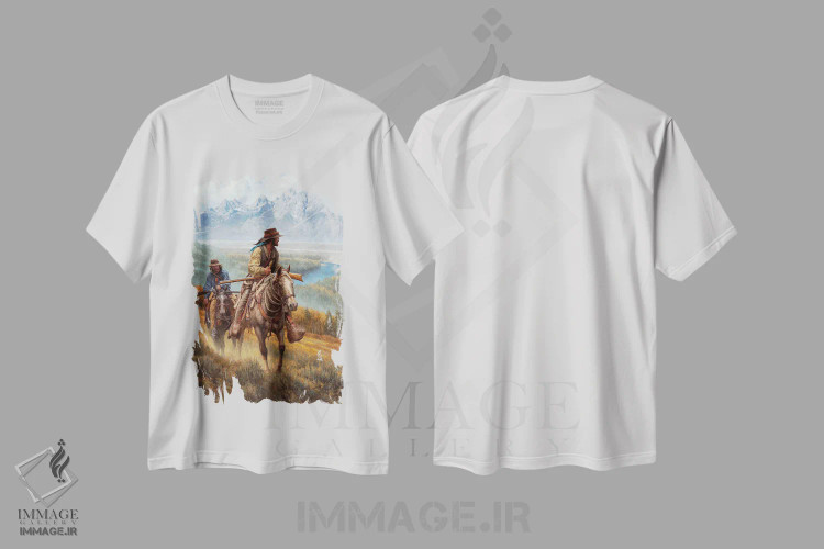 تیشرت سفید طرح دار فصل مردان کوهستان، تزئینی اثر جو ولاسکز | immage.ir
