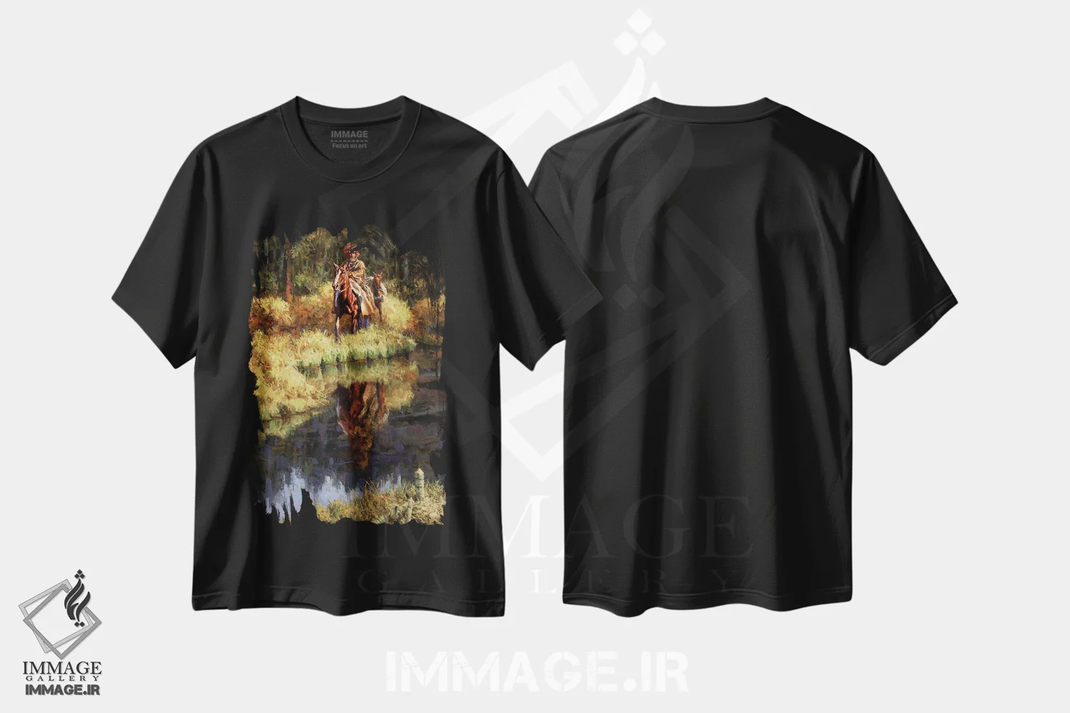 تیشرت مشکی طرح دار قلمرو اصلی، دکور کلبه و لژ اثر جو ولاسکز | immage.ir