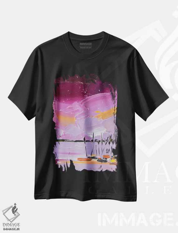 تیشرت مشکی طرح دار قایق های لنگر انداخته ۲، آبستره اثر جوزف ویلانوا | immage.ir