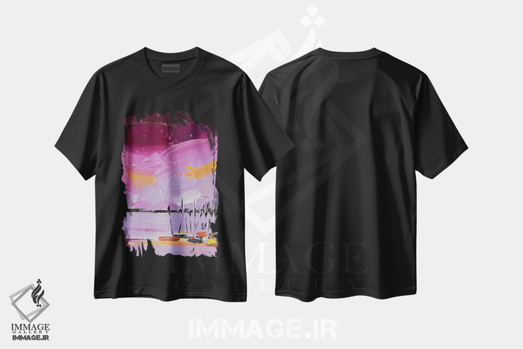 تیشرت مشکی طرح دار قایق های لنگر انداخته ۲، آبستره اثر جوزف ویلانوا | immage.ir