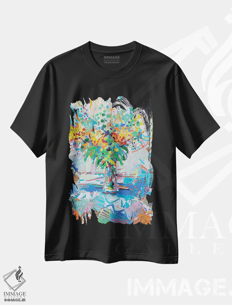 تیشرت مشکی طرح دار طبیعت بی جان گل های بومی استرالیا ۵، دکور معاصر اثر جوزف ویلانوا | immage.ir