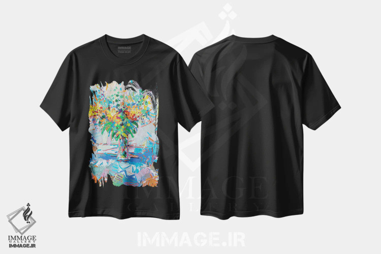 تیشرت مشکی طرح دار طبیعت بی جان گل های بومی استرالیا ۵، دکور معاصر اثر جوزف ویلانوا | immage.ir