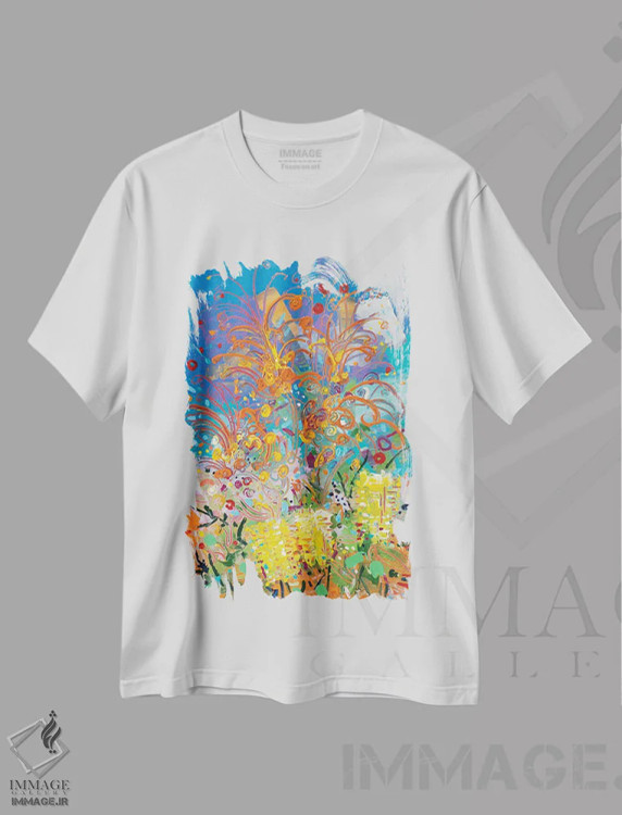 تیشرت سفید طرح دار جشن گل ها، دکور معاصر اثر جوزف ویلانوا | immage.ir