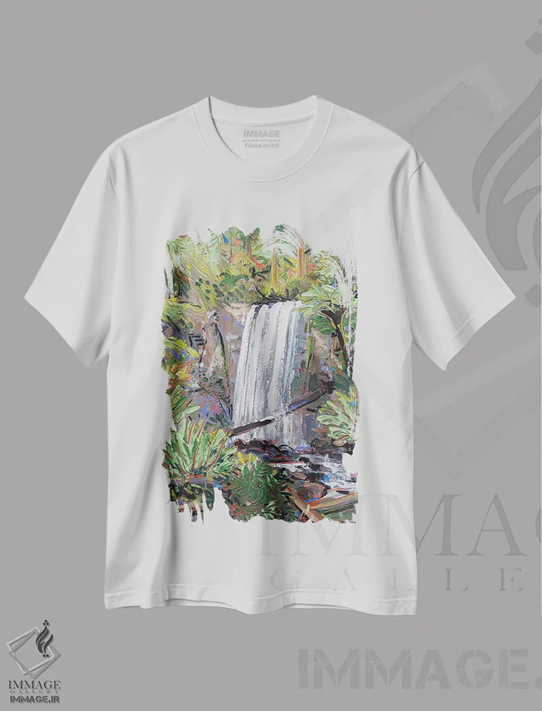 تیشرت سفید طرح دار آبشار هوپتون، دکور معاصر اثر جوزف ویلانوا | immage.ir