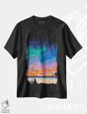 تیشرت مشکی طرح دار آسمان رنگین کمانی ۶، آبستره اثر جوزف ویلانوا | فروشگاه ایماژ
