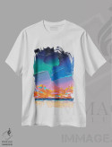 تیشرت سفید طرح دار آسمان رنگین کمانی ۶، آبستره اثر جوزف ویلانوا | immage.ir