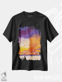 تیشرت مشکی طرح دار آسمان رنگین کمانی ۱۲، آبستره اثر جوزف ویلانوا | immage.ir