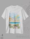 تیشرت سفید طرح دار مسیر ساحلی ۵، آبستره اثر جوزف ویلانوا | immage.ir