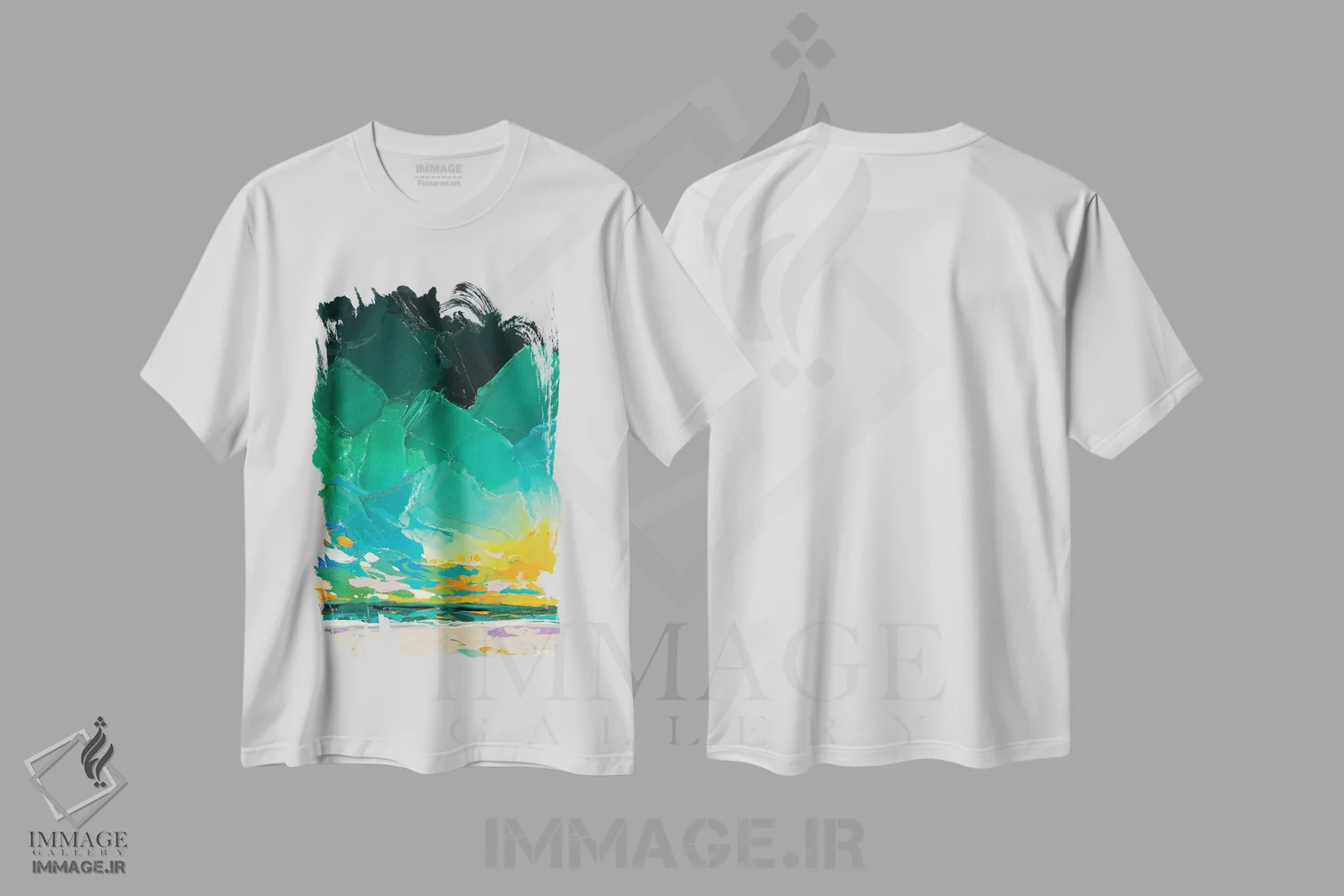 تیشرت سفید طرح دار آسمان رنگین کمانی ۲۱، آبستره اثر جوزف ویلانوا | فروشگاه ایماژ