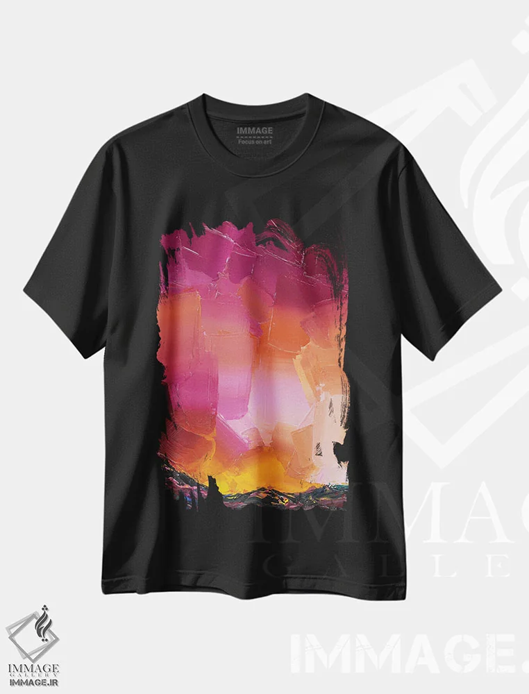 تیشرت مشکی طرح دار آسمان رنگین کمانی ۲۷، آبستره اثر جوزف ویلانوا | فروشگاه ایماژ