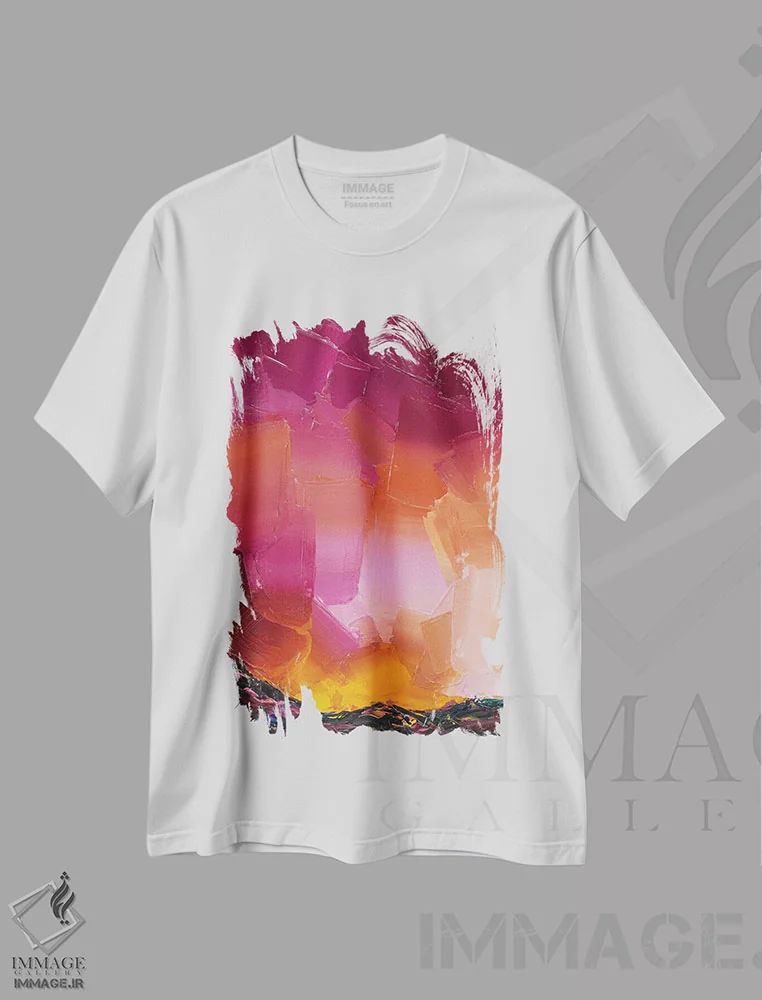 تیشرت سفید طرح دار آسمان رنگین کمانی ۲۷، آبستره اثر جوزف ویلانوا | immage.ir
