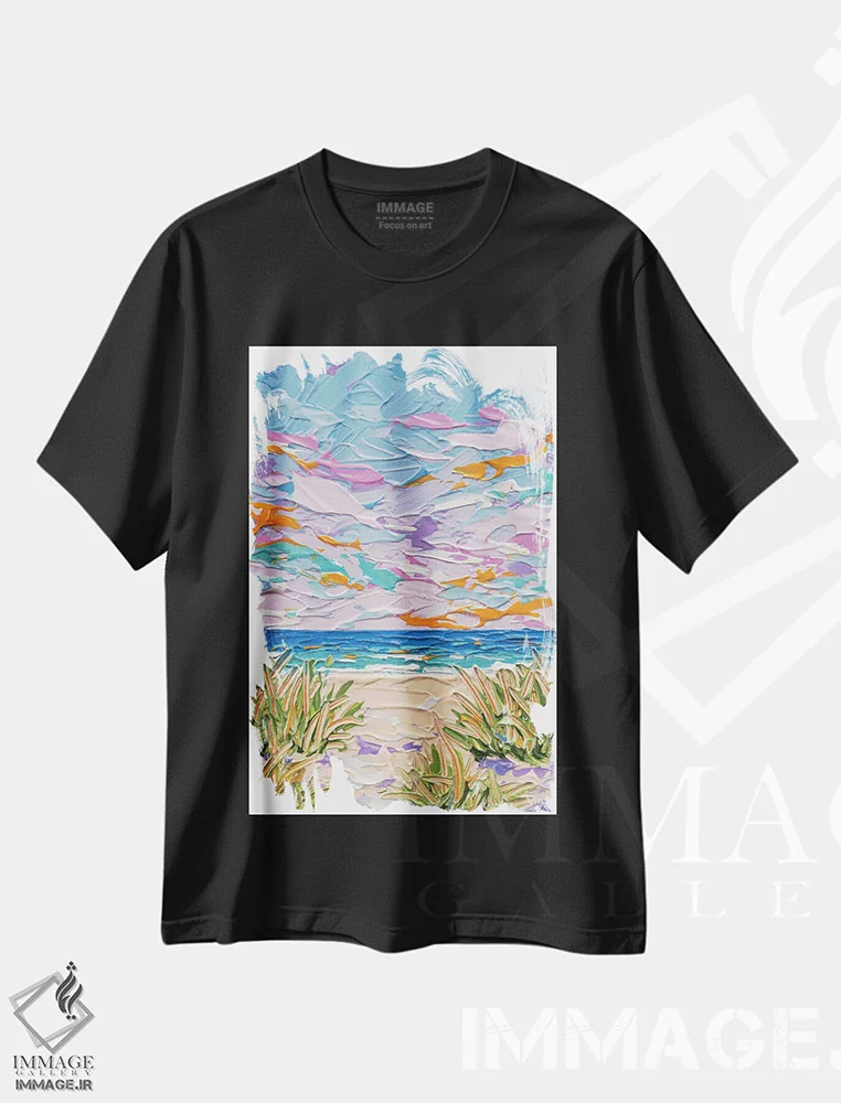 تیشرت مشکی طرح دار نور از میان بوته زار ۲۰، آبستره اثر جوزف ویلانوا | immage.ir