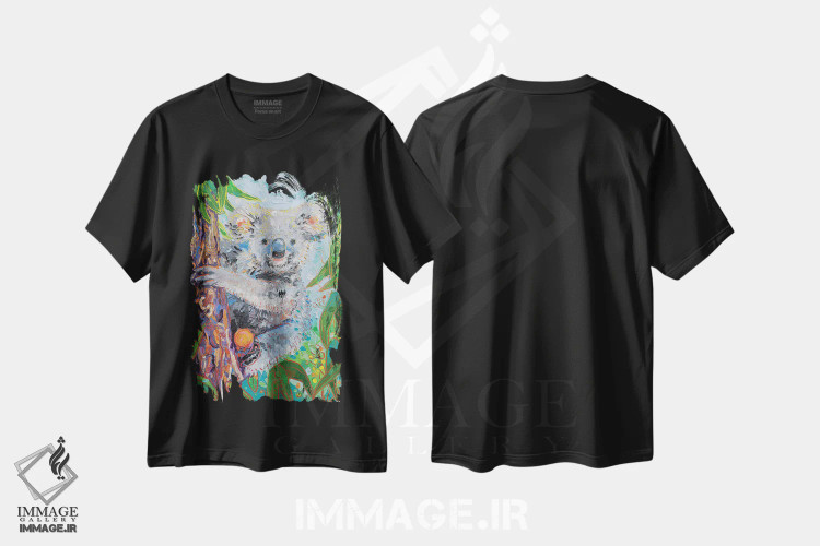 تیشرت مشکی طرح دار کوالا، دکور معاصر اثر جوزف ویلانوا | فروشگاه ایماژ