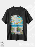 تیشرت مشکی طرح دار مسیر ساحلی ۸، آبستره اثر جوزف ویلانوا | فروشگاه ایماژ