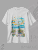 تیشرت سفید طرح دار مسیر ساحلی ۸، آبستره اثر جوزف ویلانوا | immage.ir