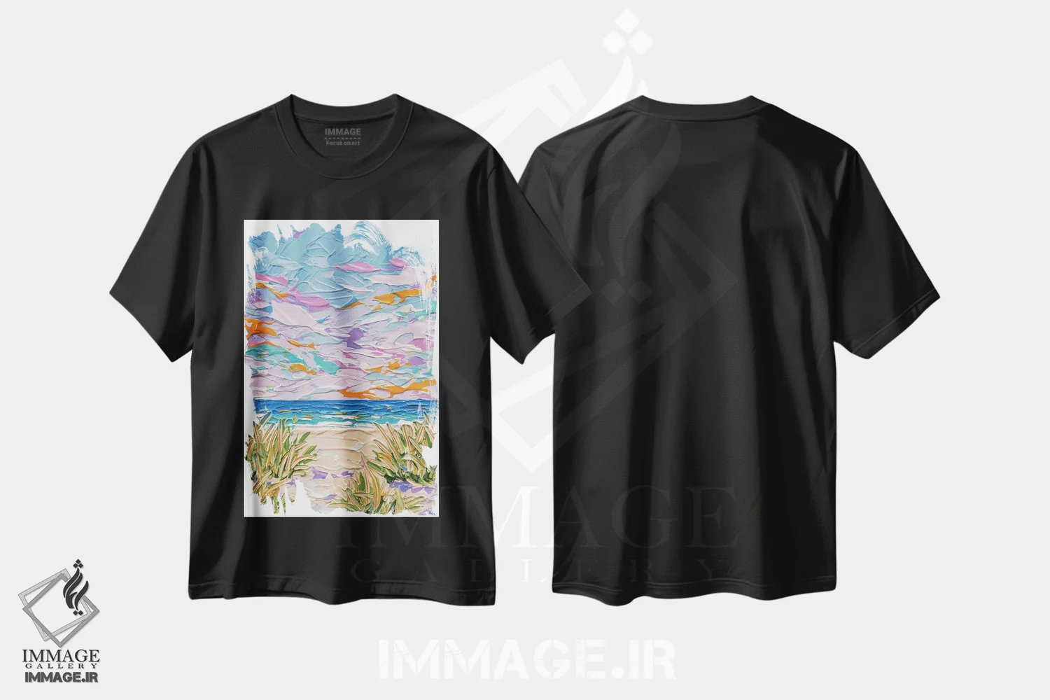 تیشرت مشکی طرح دار نور از میان بوته زار ۲۰، آبستره اثر جوزف ویلانوا | immage.ir