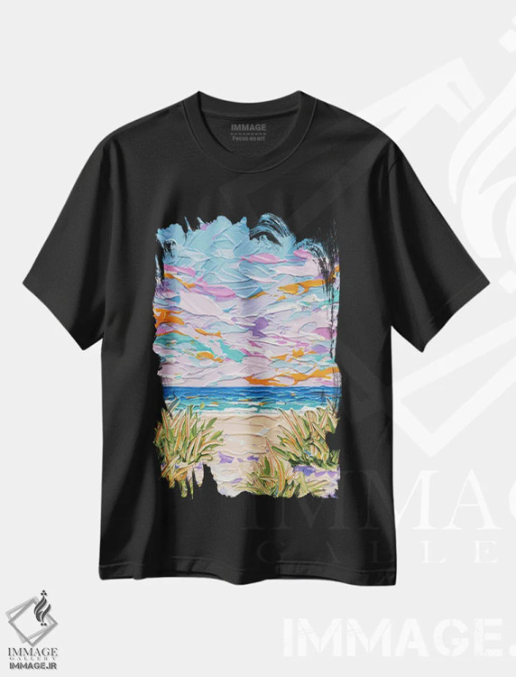 تیشرت مشکی طرح دار مسیر ساحلی ۹، آبستره اثر جوزف ویلانوا | immage.ir