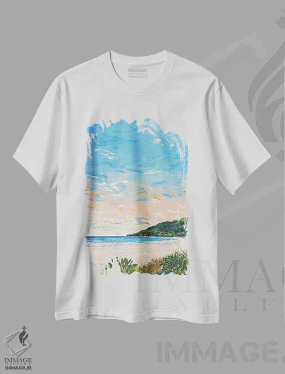 تیشرت سفید طرح دار ساحل لورن ۴، آبستره اثر جوزف ویلانوا | immage.ir