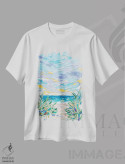 تیشرت سفید طرح دار مسیر ساحلی ۱۲، آبستره اثر جوزف ویلانوا | فروشگاه ایماژ