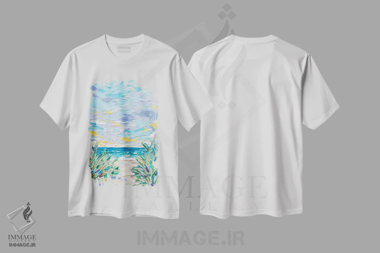 تیشرت سفید طرح دار مسیر ساحلی ۱۲، آبستره اثر جوزف ویلانوا | فروشگاه ایماژ
