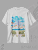 تیشرت سفید طرح دار مسیر ساحلی ۱۳، آبستره اثر جوزف ویلانوا | immage.ir