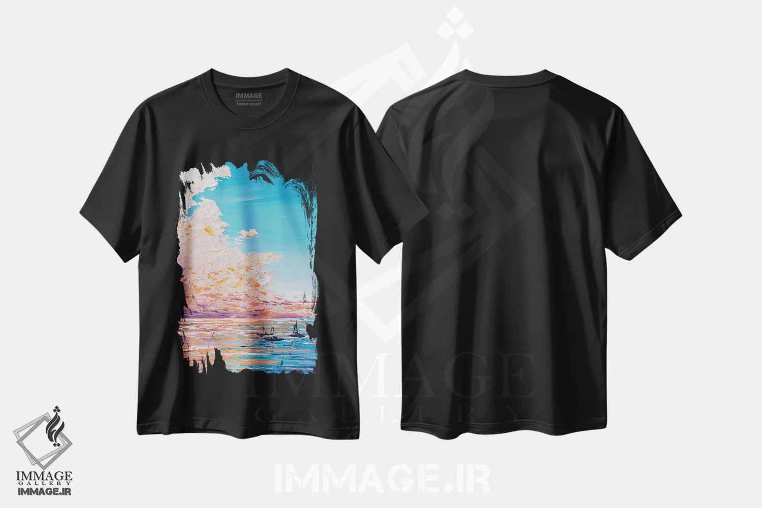 تیشرت مشکی طرح دار دریای غروب VII، آبستره اثر جوزف ویلانوا | immage.ir