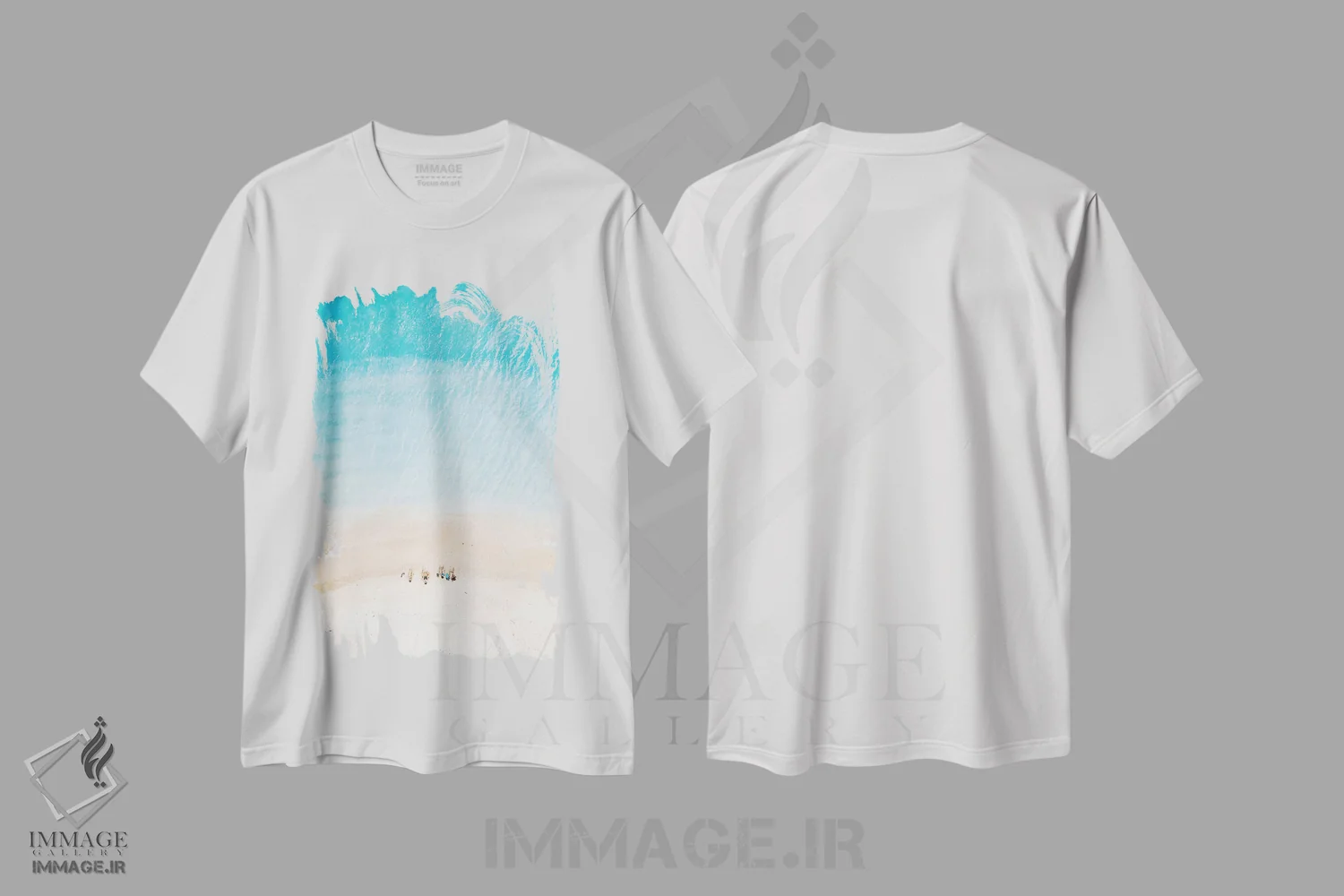 تیشرت سفید طرح دار مردم در ساحل، دکور ساحلی اثر جیمز وودیکا | immage.ir