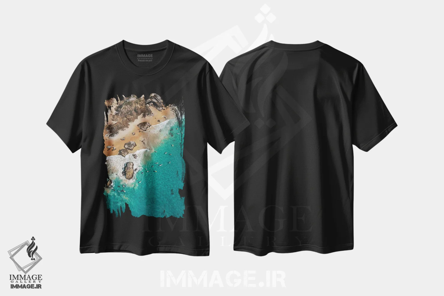 تیشرت مشکی طرح دار موج سواران پوینت برک بایرون، مدیوم اثر جیمز وودیکا | فروشگاه ایماژ