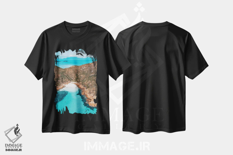تیشرت مشکی طرح دار خلیج جزیره دنج و خلوت، مدیوم اثر جیمز وودیکا | فروشگاه ایماژ