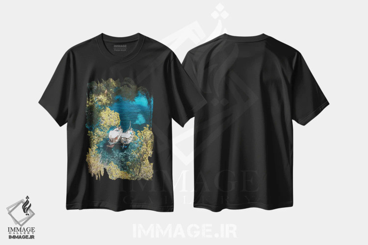 تیشرت مشکی طرح دار قایق ها در سواحل اسپانیا، مدیوم اثر جیمز وودیکا | immage.ir