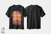 تیشرت مشکی طرح دار پایه های اسکله در غروب، مدیوم اثر جیمز وودیکا | فروشگاه ایماژ
