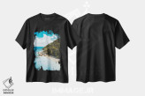 تیشرت مشکی طرح دار ساحل جزیره فیروزه ای، مدیوم اثر جیمز وودیکا | فروشگاه ایماژ