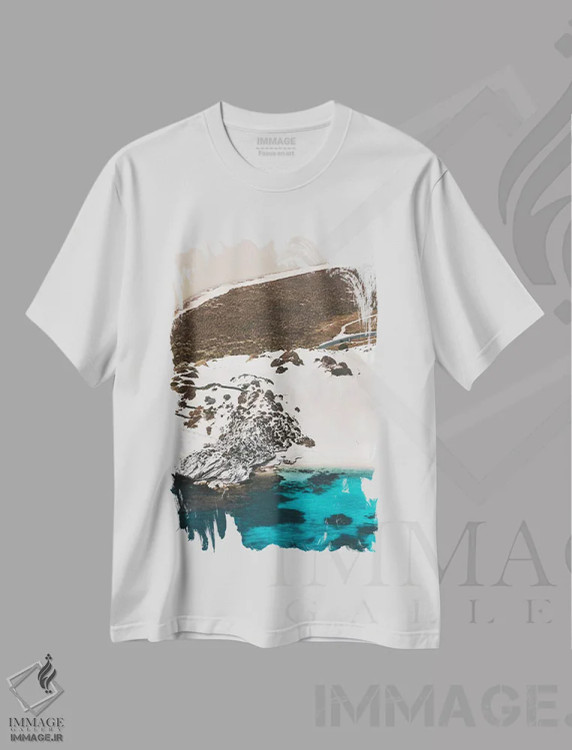 تیشرت سفید طرح دار رنگ های تپه های شنی ساحلی از نمای هوایی، سواحل از نمای بالا اثر جیمز وودیکا | فروشگاه ایماژ
