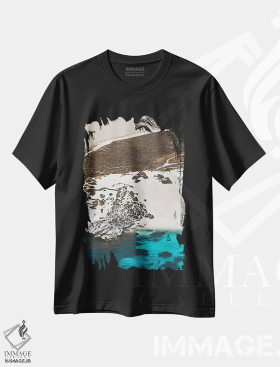 تیشرت مشکی طرح دار رنگ های تپه های شنی ساحلی از نمای هوایی، سواحل از نمای بالا اثر جیمز وودیکا | immage.ir