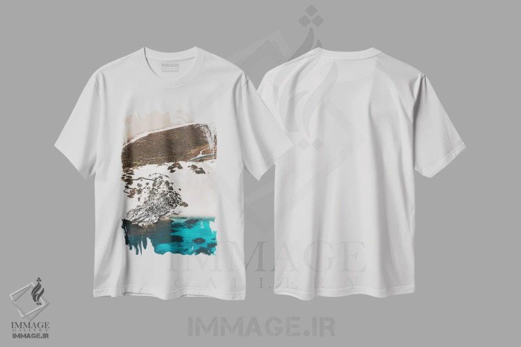 تیشرت سفید طرح دار رنگ های تپه های شنی ساحلی از نمای هوایی، سواحل از نمای بالا اثر جیمز وودیکا | فروشگاه ایماژ